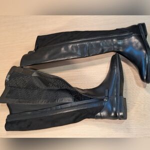 Cole Haan Black Leather Boots with Suede Panels